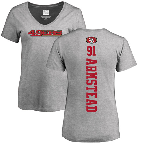 San Francisco 49ers Ash Women Arik Armstead Backer #91 NFL T Shirt->san francisco 49ers->NFL Jersey